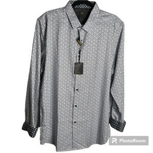 A.K.A.  silk look dress shirt . Sz 1X., two tone contrasting cuff